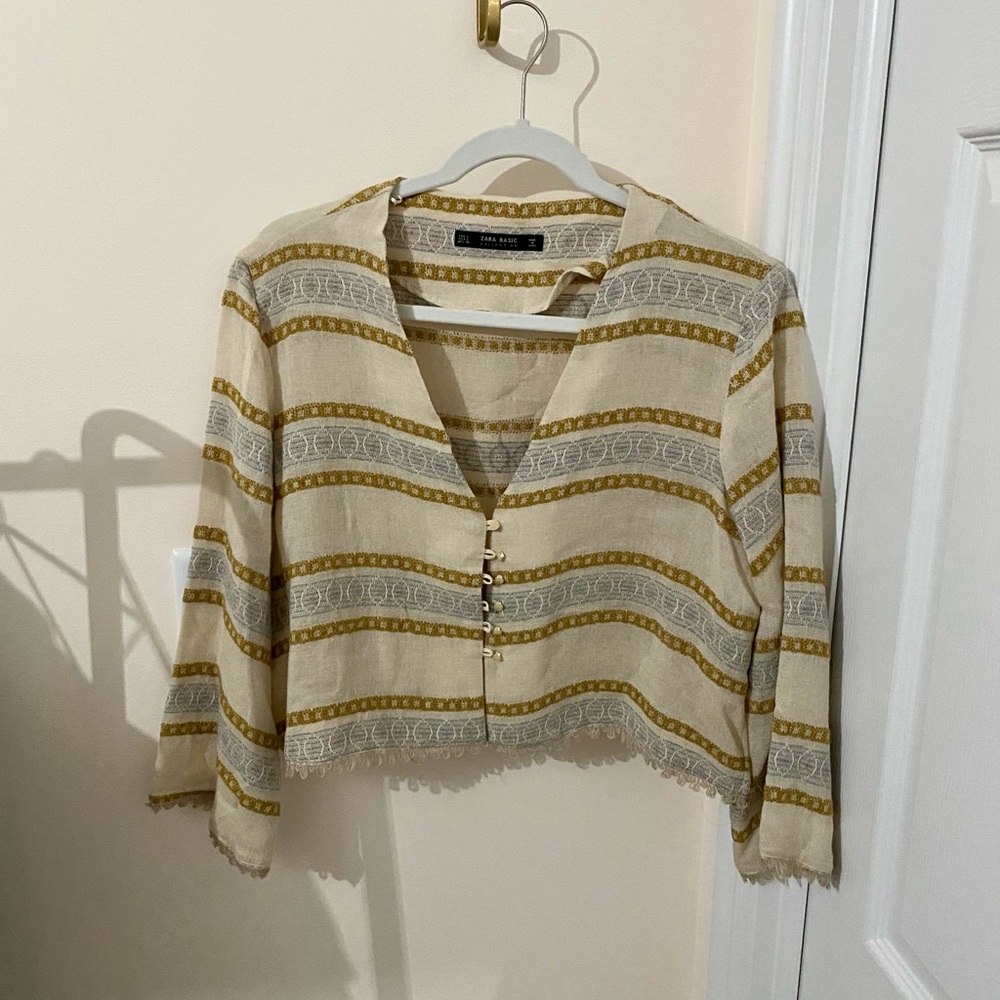 Never Worn Zara Cropped Linen Blouse